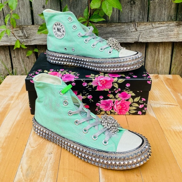 Free People Nan-Ku Couture Cruise Studded High Top Sneakers Size 38 / US 8 NEW - Picture 1 of 17